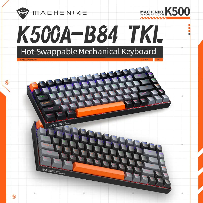 Teclado mecánico Machenike K500A-B84 - Brown/Red Switches 75% 84 teclas