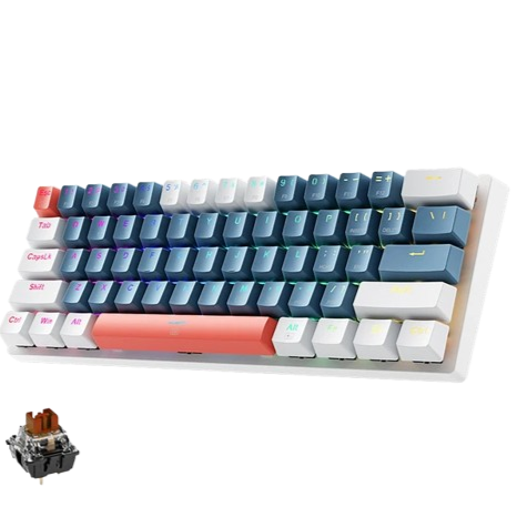 Teclado mecánico Machenike K500-B61  - Brown/Red Switches 60% 61 teclas