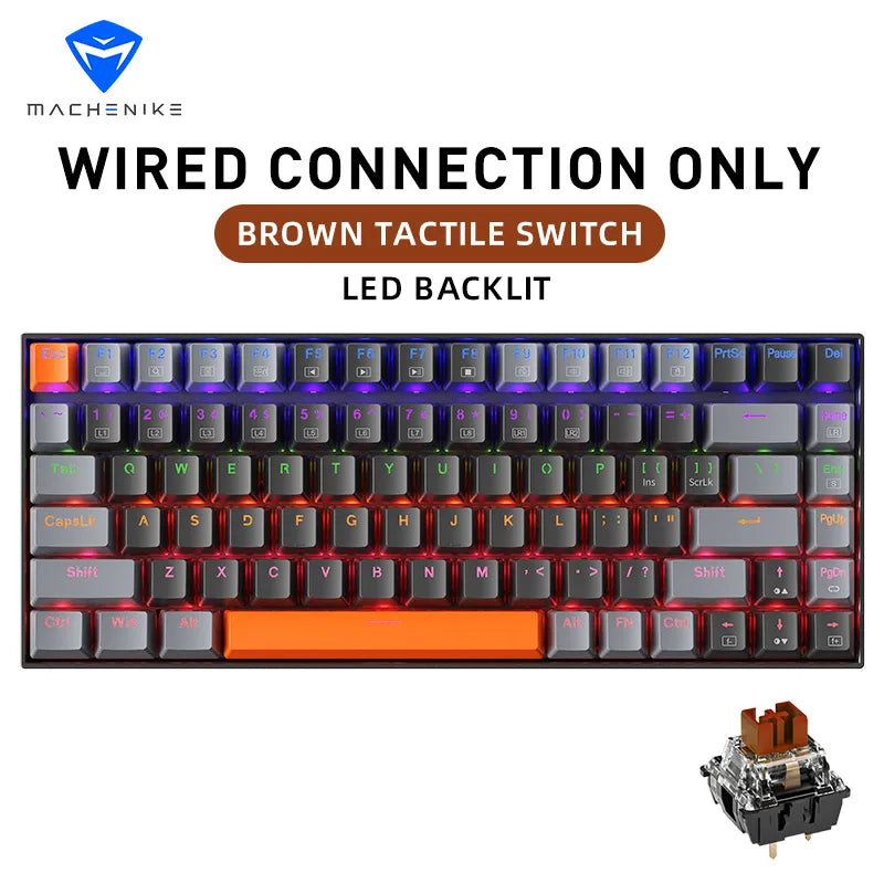 Teclado mecánico Machenike K500A-B84 - Brown/Red Switches 75% 84 teclas