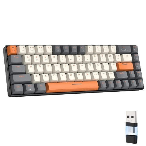 Teclado mecánico Ziyoulang K68 inalámbrico USB 65% 68 Teclas Red Switch 2 colores (blanco y gris)