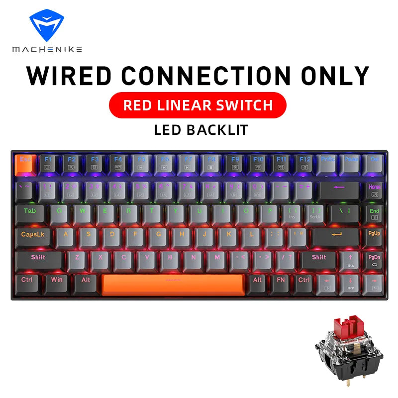 Teclado mecánico Machenike K500A-B84 - Brown/Red Switches 75% 84 teclas