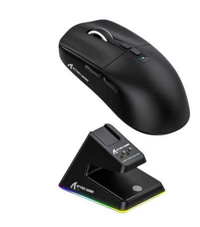 Mouse Gamer USB Wired 2.4GHz inalámbrico 26000DPI, 7 botones, 56g Con base recargable Attack Shark X6